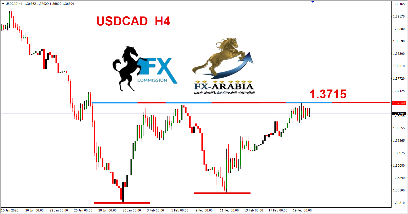 التحليل الفني الدولار كندي اليوم 20/2/2026